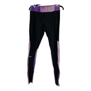 Under Armour HeatGear Alpha Black & Purple Compression Leggings Size M